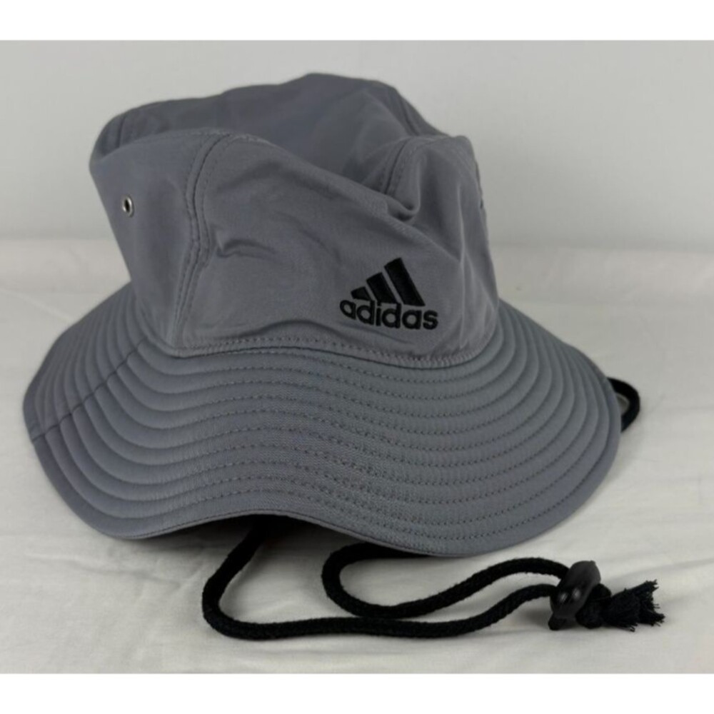 adidas Victory AEROREADY Bucket Hat Gray UPF 50 Adjustable Chin Strap NWOT